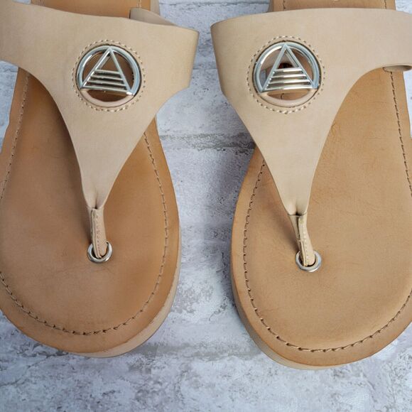 Aldo Women's Brown Leather Thong Wedge Flip Flop Sandals SZ 9 - Picture 6 of 11